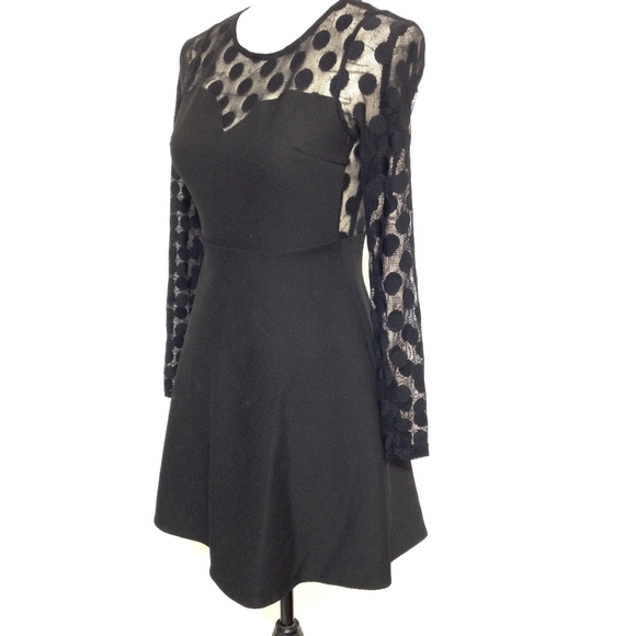 LuLu's In Hot Dot-ter Long Sleeve Black Dress XS - Picture 8 of 12